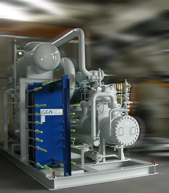 Plate heat exchanger and process equipment mounted on a common skid